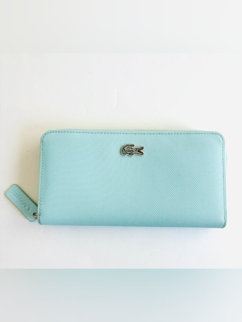 Lacoste Womens Large L.12.12 Concept Billfold Wallet Light Turquoise Blue